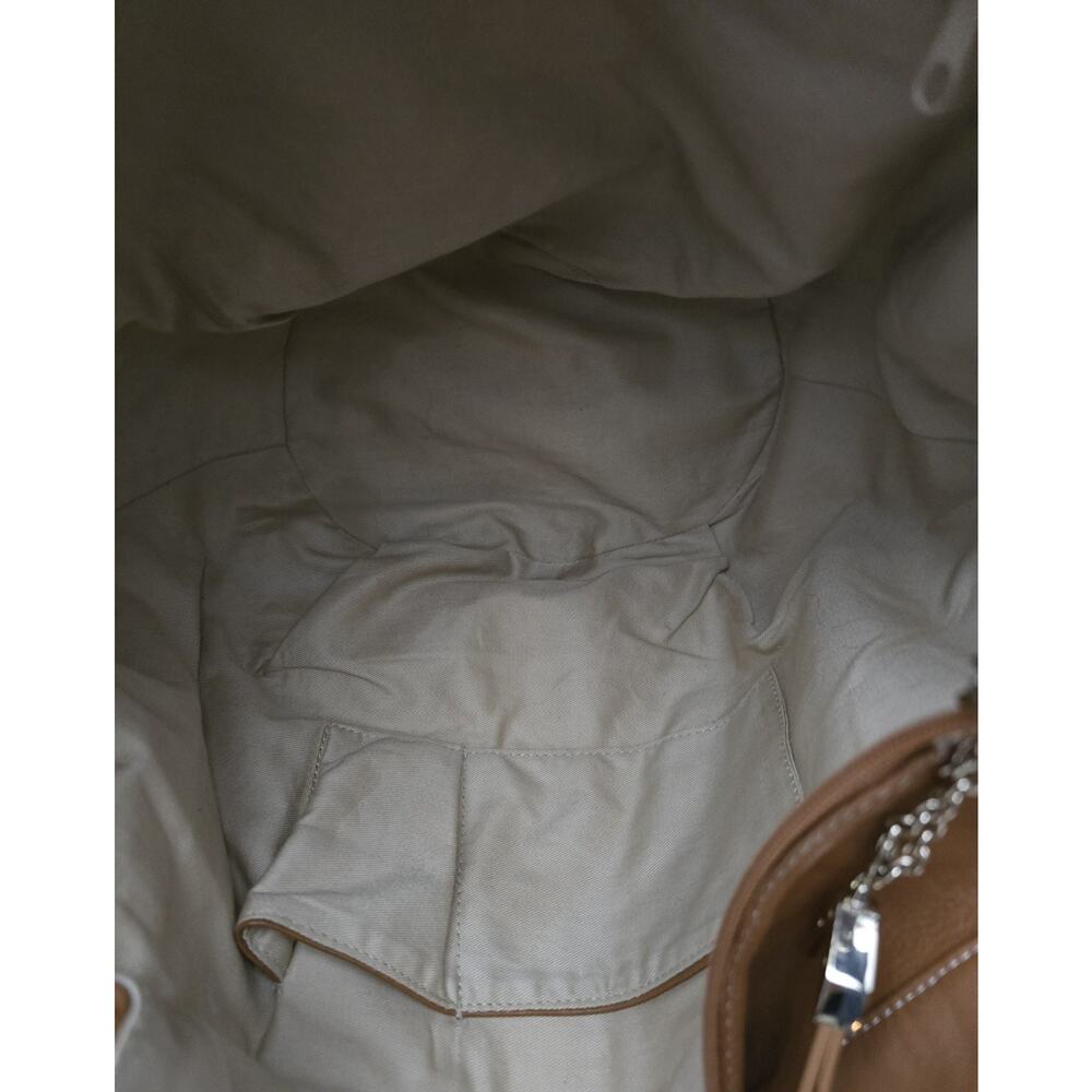 AQUA MADONNA Tan Cow Hide Leather Satchel Bag Women's Shoulder Bag Large - Picture 9 of 11